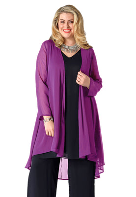 Blouse jacket voile UNI - purple  - #1