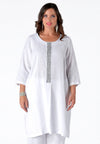 Dress beaded LINEN - white 