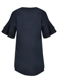 Dress frill cuffs LINEN - blue - #2