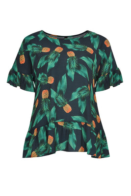 Blouse ruffled PINEAPPLE - blue - #4