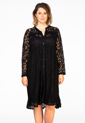 Dress ruffled LACE - black  - #1