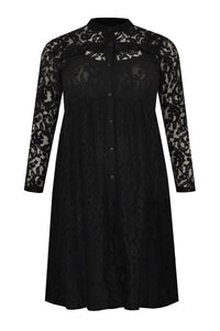 Dress ruffled LACE - black - #4