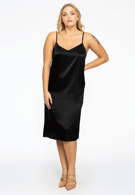 Dress spaghetti silk - black  - #2