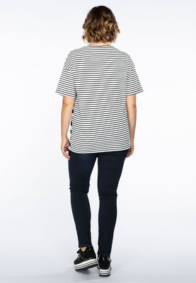 Shirt asymmetric STRIPE MIX - white  - #3