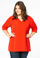 Blouse wide v-neck - red - #1