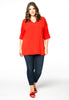 Blouse wide v-neck - red  - #2