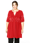 Tunic ruffled pearls DOLCE - red 