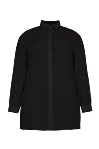 Blouse blind button closure LINEN - black - #4