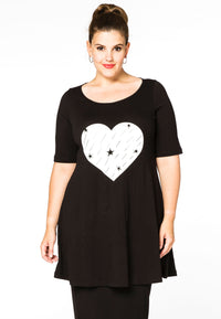 Tunic wide bot HEART - black - #1