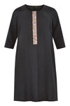Dress beaded placket LINEN - black - #4