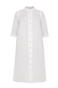 Blouse long ruffled LINEN - white - #4