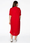 Blouse long roll up sl LINEN - red - #3