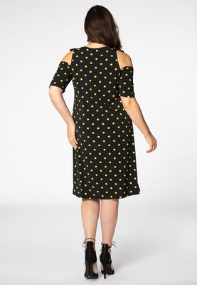 Dress cold shoulder DOTS - black  - #3