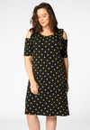 Dress cold shoulder DOTS - black 