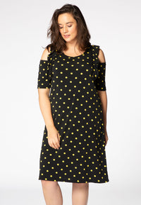 Dress cold shoulder DOTS - black - #1