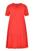 Dress frilled bottom LINEN - red  - #4