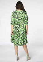 Dress beaded v-neck LEOPARD - green  - #3