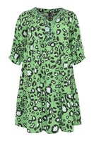 Dress beaded v-neck LEOPARD - green  - #4