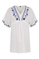 Blouse embroidered LINEN - white  - #4