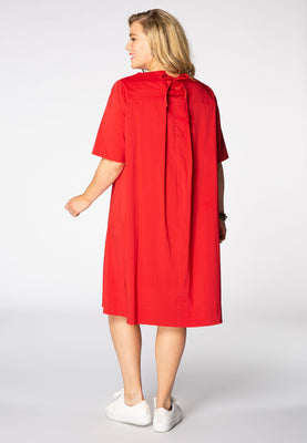 Dress tied back stretch cotton - red  - #3