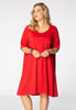 Dress tied back stretch cotton - red 