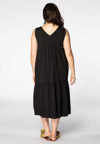 Dress stretch V-neck COTTON - black - #3