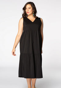 Dress stretch V-neck COTTON - black - #1