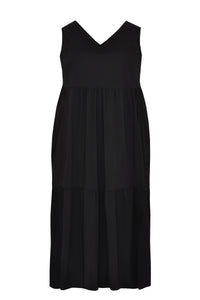 Dress stretch V-neck COTTON - black - #4