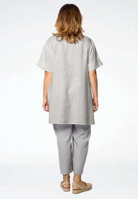 Tunic polo collar LINEN - grey  - #3