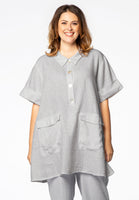 Tunic polo collar LINEN - grey - #1