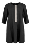 Tunic beaded placket LINEN - black - #4