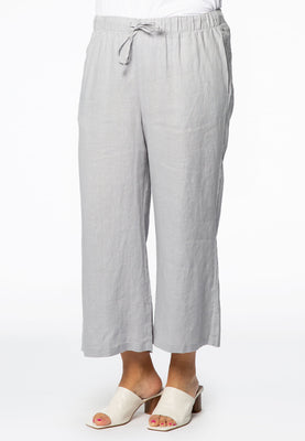 Trousers cropped LINEN - grey  - #1