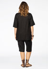 Blouse pleated v-neck LINEN - black - #3