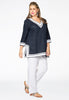 Tunic v-neck LINEN - blue - #4