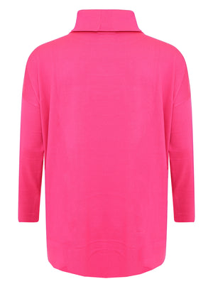 Pullover wide high neck - pink - #5