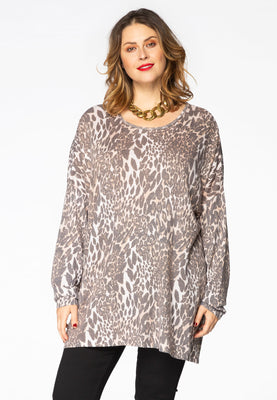 Pullover wide LEOPARD - brown - #1