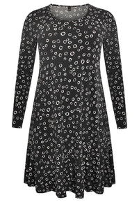 Dress frilled bottom CIRCLES - black - #4