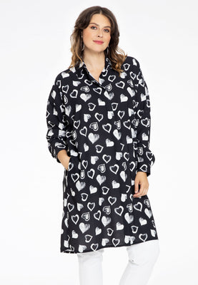 Blouse-dress HEARTS - black  - #1