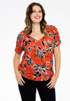 Shirt double V-neck MIX PRINT - red 