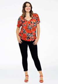 Shirt double V-neck MIX PRINT - red - #2
