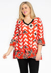 Shirt frilled MIX PRINT - red 