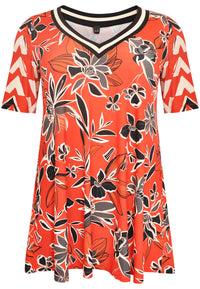 Tunic wide bottom MIX PRINT - red - #4