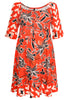 Dress wide neck MIX PRINT - red  - #4