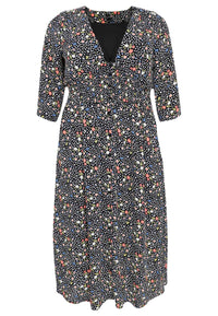 Dress buttoned FLOWER RAIN - black - #4