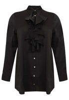 Blouse with ruffles - black - #1