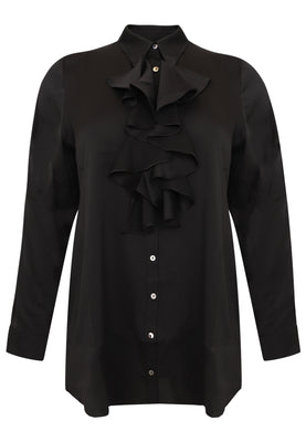 Blouse with ruffles - black  - #1