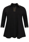 Tunic faux leather details INTERLOCK - black - #4