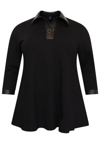 Tunic faux leather details INTERLOCK - black - #4