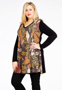 Tunic wide bottom LEAVES - black - #1