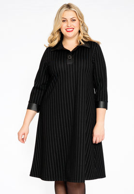 Dress A-line PINSTRIPE - black  - #1